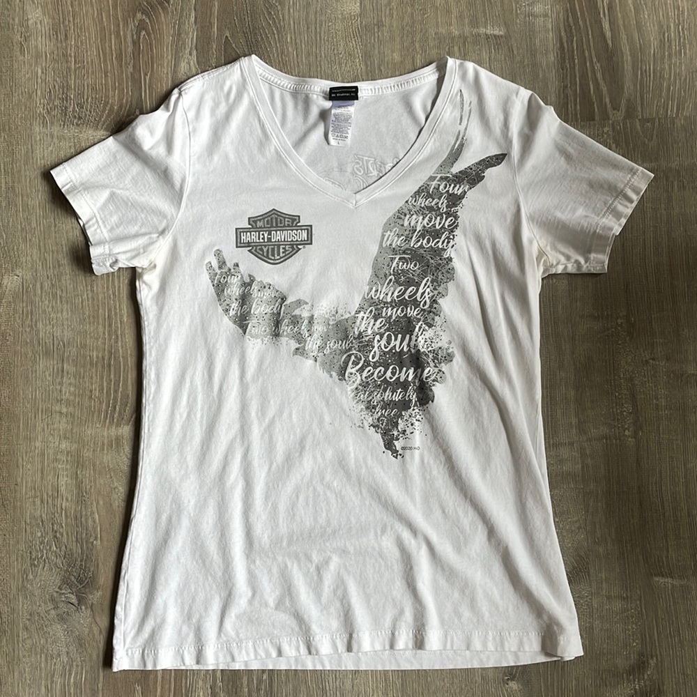 Woman’s large Harley Davidson v neck t shirt